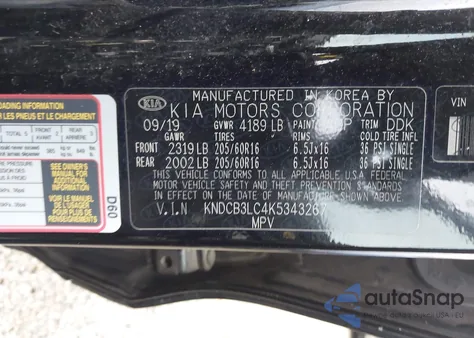 2019 Kia Niro Lx from USA, damaged, VIN KNDCB3LC4K5343267